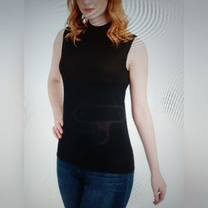 PETER NYGARD BLACK SHIMMERING HIGH NECK TOP